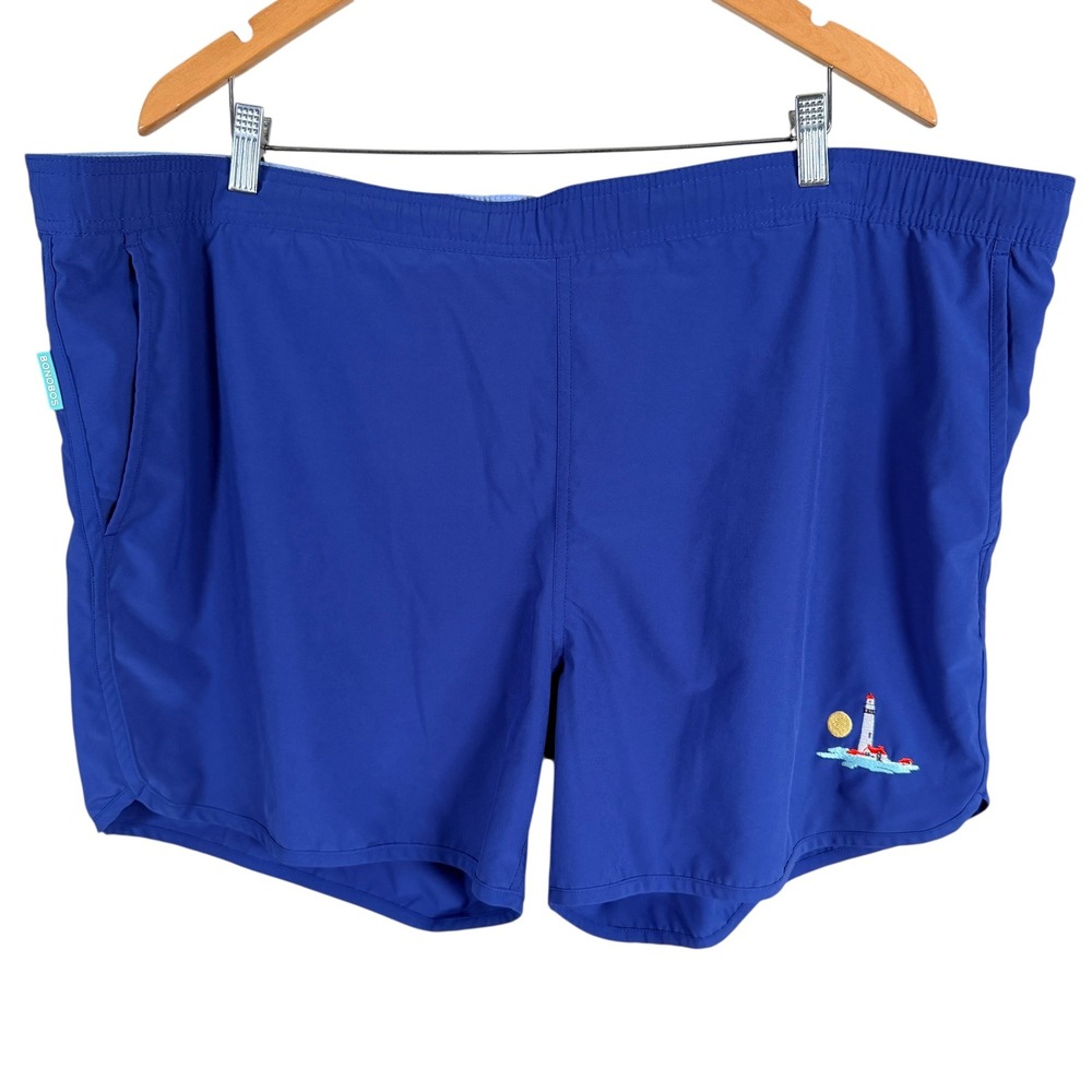 Bonobos Swim Trunks Mens XXL Blue Lighthouse Embroidered 5 Inch‎ Inseam